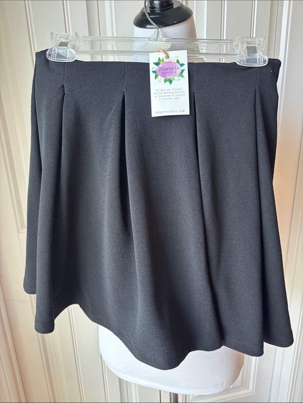 She + Sky Black Circle Skirt with Soft Pleats